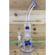 Wholesale High Quality Handblown USA Colored Glass Water Pipe Smoking Pipe with 4 Tyre Perc and Tree Perc